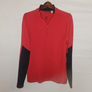 Ibex Red & Black 100% Merino Wool 1/4 Zip Pullover Large Mens